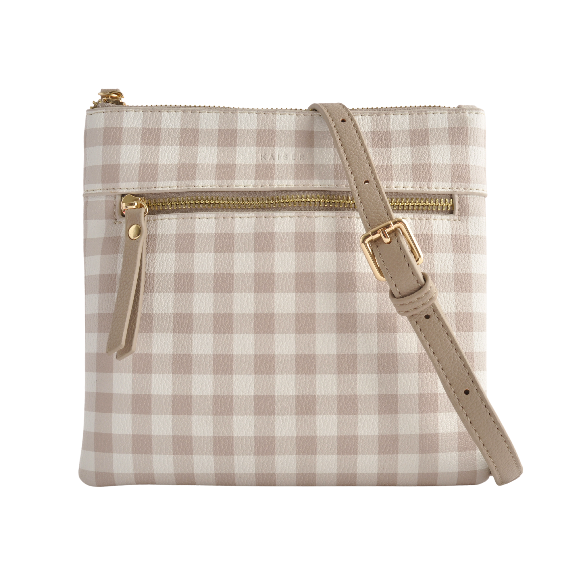 Square Shoulder Bag - Latte Gingham